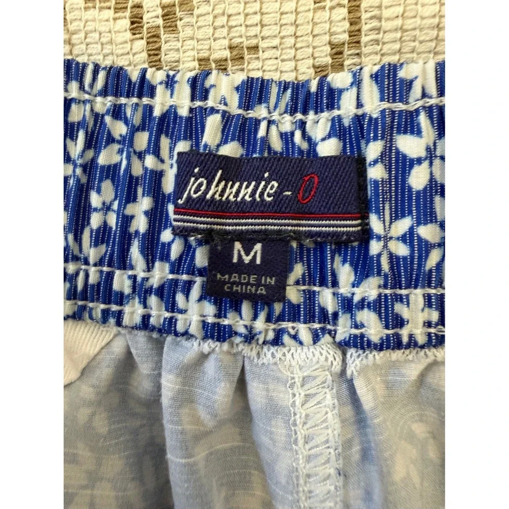 Johnnie-O Mens LOT Blue White Floral Swim Trunks Mesh Liner Size Medium